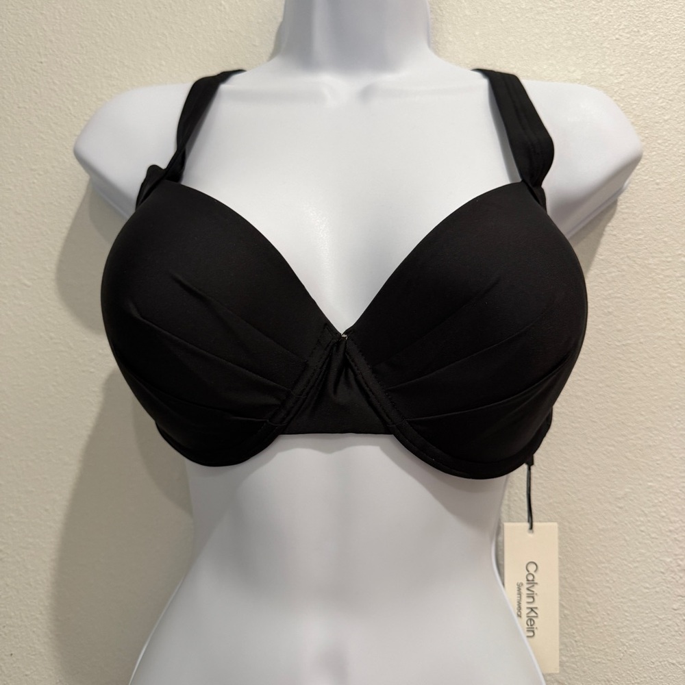 NEW Calvin Klein Black Convertible Underwire Bikini Top CGMTS401 Womens Large